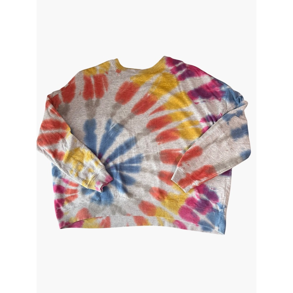 Urban Rebel Womens Tie Dye Sweatshirt Large Gray Rainbow Spiral Crewneck Top